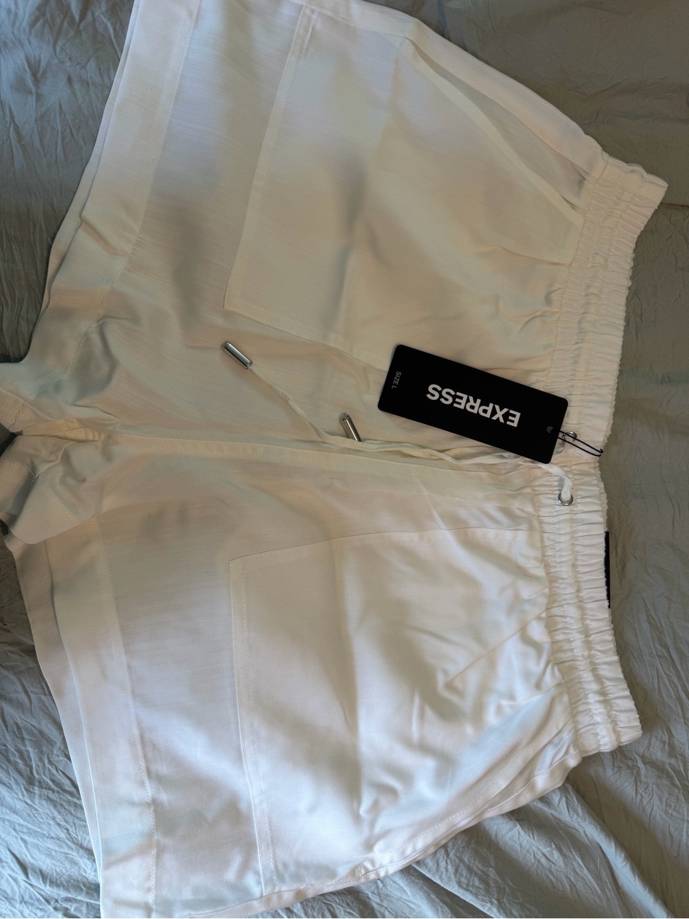 Express White Elastic Waist Pull-On Athletic Shorts